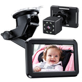 Baby Car Mirror, Back Seat Baby Car Camera with HD Night Vision Function Car Mirror Display, Reusable Sucker Bracket, Wide View, 12V Cigarette Lighter, Easily Observe the Baby’s Move