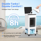 Evaporative Air Cooler, 3-IN-1 Portable Air Cooler with 8L Water Tank, Air Conditioner Fan with Timer, 3 Speed, 4 Ice Crystal Box for Room Home Office Indoor Use