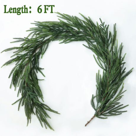 Christmas Garlands 6FT Artificial Norfolk Pine Garland Real Touch Faux Norfolk Pine Garland Greenery Garland Christmas Decoration for Xmas Indoor Outdoor Home Decor (6FT)