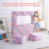 Kids Couch, Glow in The Dark Modular Kids Explore Sofa for Toddler 3 in 1 Fold Out Kids Toddler Sofa, Convertible Plush Toddler Couch with Washable and Durable Covers