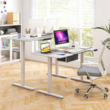 Electric Height Adjustable Standing Desk, Ergonomic Sit Stand Desk, Stand up Computer Workstation w/USB Charging Port, Storage Drawer, 2 Cable Holes, for Home Office 140 x 70 cm