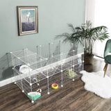 Pet Playpen, Small Animal Playpen, Rabbit Guinea Pig Cage, Zip Ties Included, Metal Wire Apartment-Style Two-Story Pet Premium Villa for Bunnies Puppies, Indoor Use, White