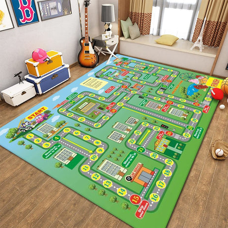 Play Mat Kids Rug Carpet Playmat Extra Large Learn Have Fun Safe Road Traffic System Multi Color Study Activity Centerpiece Play Mat for Playing with Cars for Bedroom Playroom