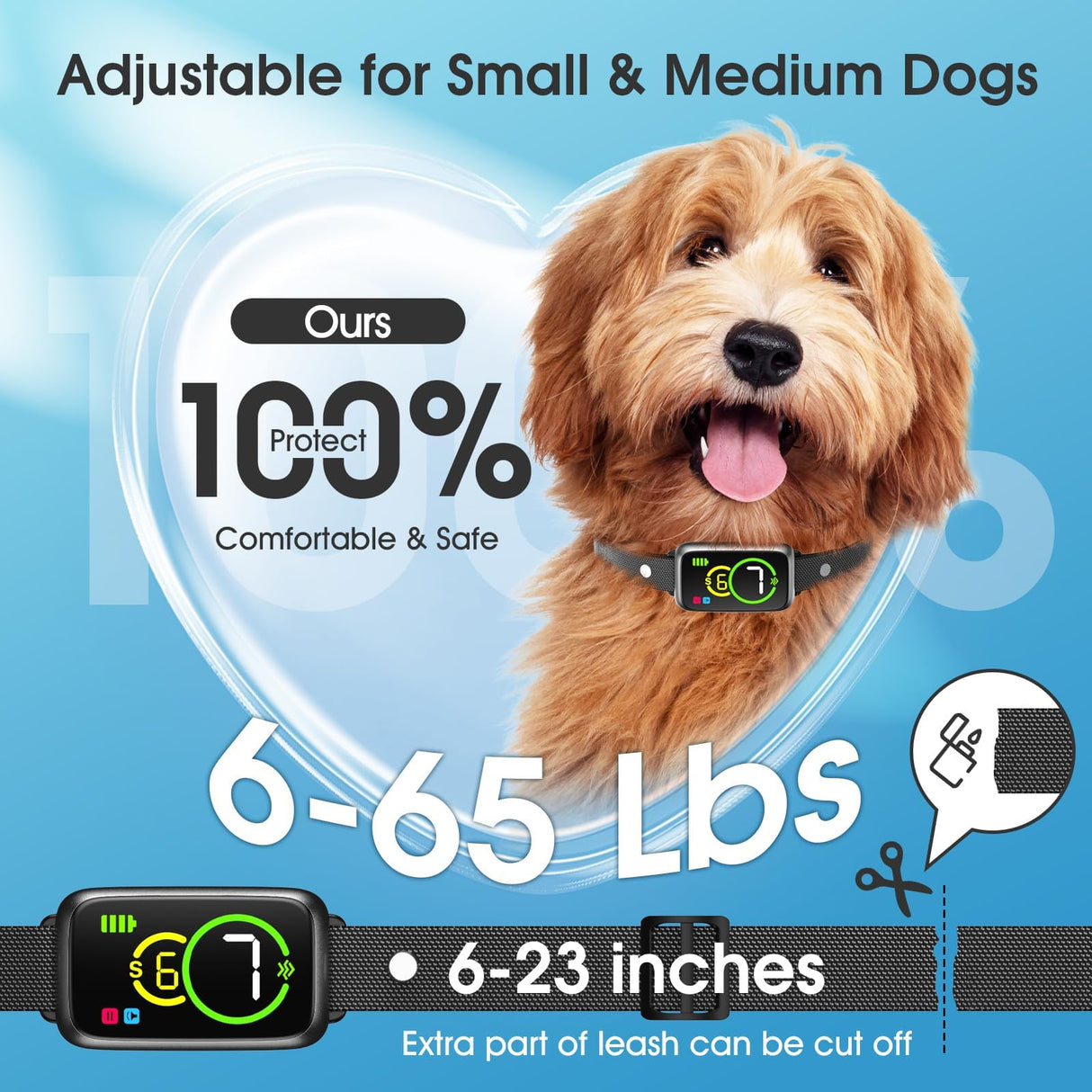 Dog Bark Collar, Smart Bark Collar for Small Medium Dogs, Automatic No Shock Anti Barking Training Collar, Rechargeable No Bark Collar with 7 Adjustable Sensitivity & Beep Vibration Modes