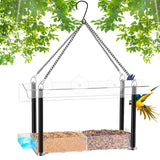 Bird Feeder with Suction Cup Mount - Convenient Water Tray Included Transparent Acrylic