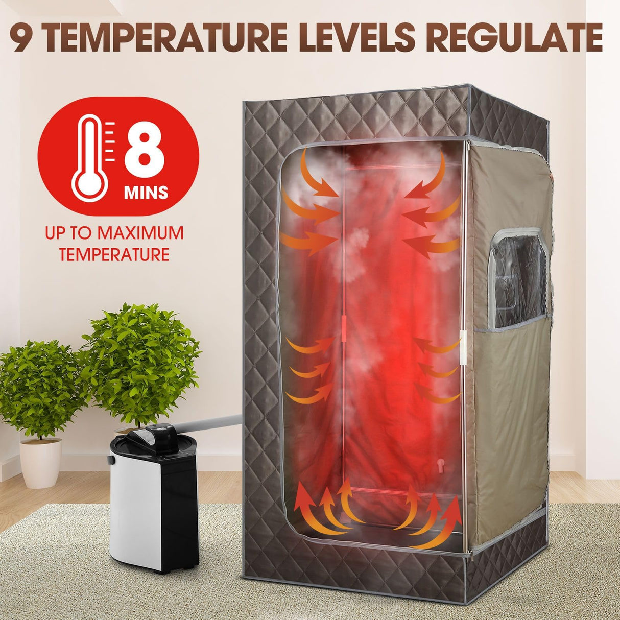 Sauna Steam Tent Foldable Steamer Heating Spa Box Sauna Tent Sauna Box with 3L Steamer, Remote Control, Folding Chair, 9 Levels