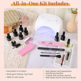 Gel Polish Gel Nail Polish Kit with U V LED Light 48W,6 Colors Jelly Milky White Sheer Pink Nude Gel Polish Starter Kit Manicure,Soak Off U V Gel Nail Polish Set Salon DIY Valentine Women Girls