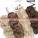 Clip in Long Wavy Synthetic Hair Extension 20 Inch 4PCS Dark Golden Mix Beige Blonde Highlights Hairpieces Thick Double Weft Hair Extension for Women (4pcs, 20Inch, P86/613#)