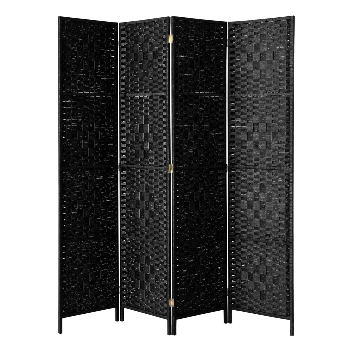 4 Panels Room Divider,Foldable Wooden Privacy Screen Dividers Partition Wall Screens for Home Pet Child Balcony Bedroom Bathroom, Portable Rattan Partition Separator Water-resistant,Black