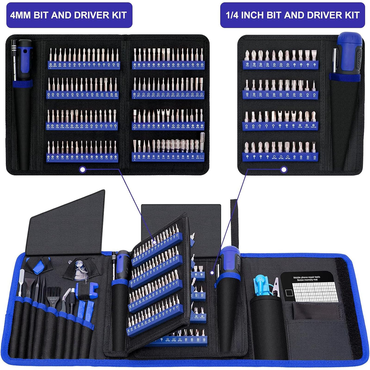 191-Piece Precision Screwdriver Set - Multi-Bit Screwdriver Kit with 1/4 Inch Nut Driver - Essential Home Improvement and Electronic Repair Tool for Computers, Laptops, PCs, Cell Phones