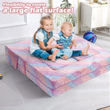 Kids Couch, Glow in The Dark Modular Kids Explore Sofa for Toddler 3 in 1 Fold Out Kids Toddler Sofa, Convertible Plush Toddler Couch with Washable and Durable Covers