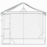 Dog Kennel Outdoor Dog Crate Dog House with Roof Silver Galvanised Steel