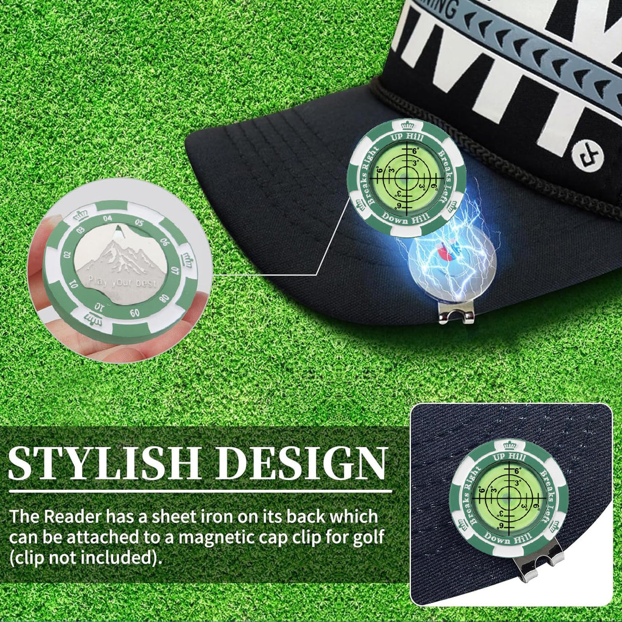 Golf Green Reader, Golf Ball Marker with High Precision Horizontal Bubble, Putt Aid Golf Accessories Tool Men Women