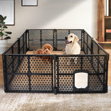 Pet Playpen Folding Dog Plastic Puppy Exercise Enclosure Fence 8 Panels, Dog Play Pen Connectable Fence with Lockable Gate, Universal Portable Pet Exercise Cage Yard for Indoor Outdoor