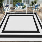 Extra Large Outdoor Rug- Reversible Portable Outdoor Plastic Straw Rug, Porch Rug, Waterproof Mat for Rv, Deck, Camping, Balcony, Patio, Backyard (150x245 cm, Black & White)