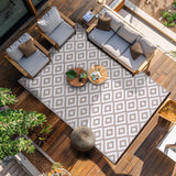 Nirvana Premium Grade Stain Proof Reversible Plastic Outdoor Rug (180 x 270 CM, Taupe/White)