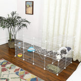 Pet Playpen, Small Animal Playpen, Rabbit Guinea Pig Cage, Zip Ties Included, Metal Wire Apartment-Style Two-Story Pet Premium Villa for Bunnies Puppies, Indoor Use, White