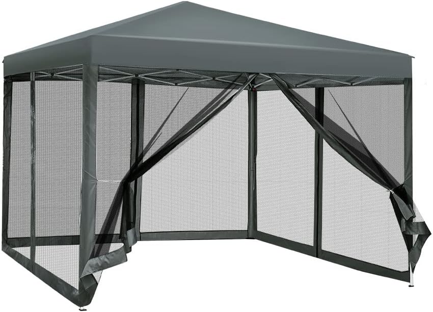 3x3 Marquee Gazebo, Pop Up Camping Tent Folding Gazebos Garden Outdoor Wedding Party Canopy Patio Carport, Water Resistant and UV Carry Bag Mesh Panels