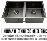 Kitchen Sink Nano Stainless Steel 770 x 450mm Double Basin Laundry Black