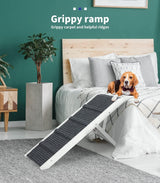 Height Adjustable Dog Ramp Stair for Bed Sofa Couch, 90cm Folding Portable White Pet Ramps, Foldable Car Ramp for Small Large Old Dogs Puppy, Indoor Outdoor Non Slip Dog Ramp 33/39/45cm Height