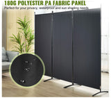 3 Panel Room Divider Stand Folding Privacy Screen 226 x 185cm Dark Black