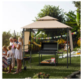 Patio BBQ Grill Gazebo Side Awnings Shelves 2-Tier Canopy Outdoor 413 x 122cm