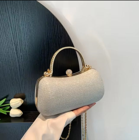 Evening Clutch Bag Women Bag Shiny Handbag Heart Shape Metal Clutches Bag Fashion Chain Shoulder Crossbody Luxury Lady Purse