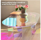 Acrylic Coffee Table Iridescent Oval Side End Table Living Room Office Reception