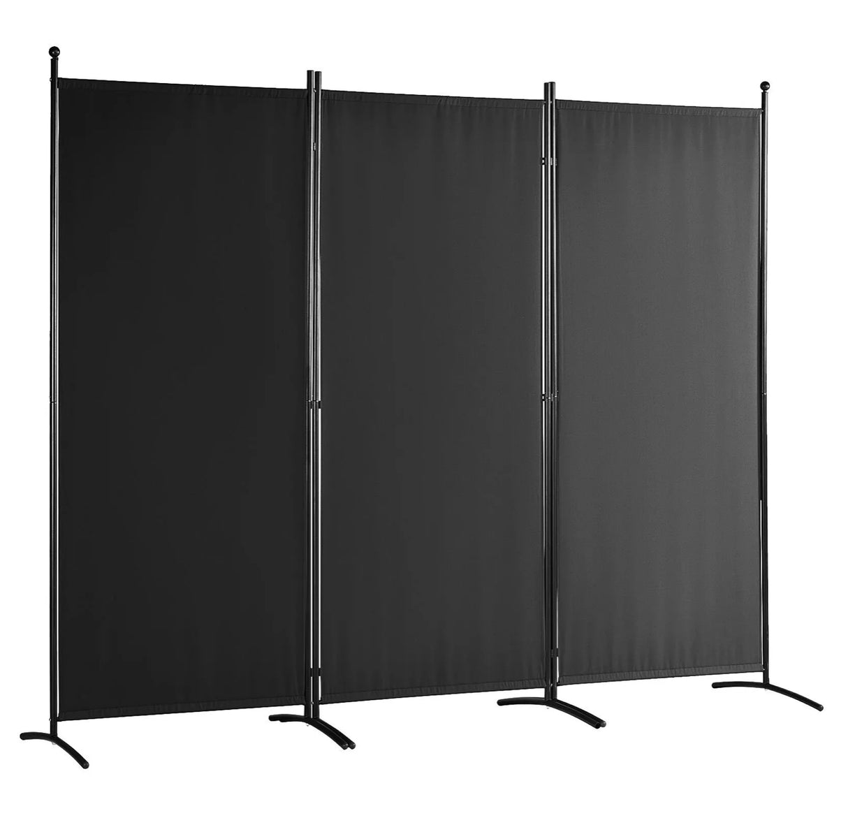 3 Panel Room Divider Stand Folding Privacy Screen 226 x 185cm Dark Black