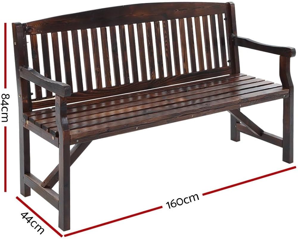 Outdoor Garden Bench Seat, 160cm Length Wooden Benches Relax Lounge Chair Dining Chairs Lounger Park Patio Porch Backyard Terrace Balcony Kids Furniture, 3 Timber Water-Repellent