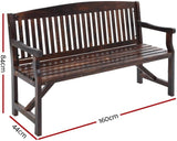 Outdoor Garden Bench Seat, 160cm Length Wooden Benches Relax Lounge Chair Dining Chairs Lounger Park Patio Porch Backyard Terrace Balcony Kids Furniture, 3 Timber Water-Repellent