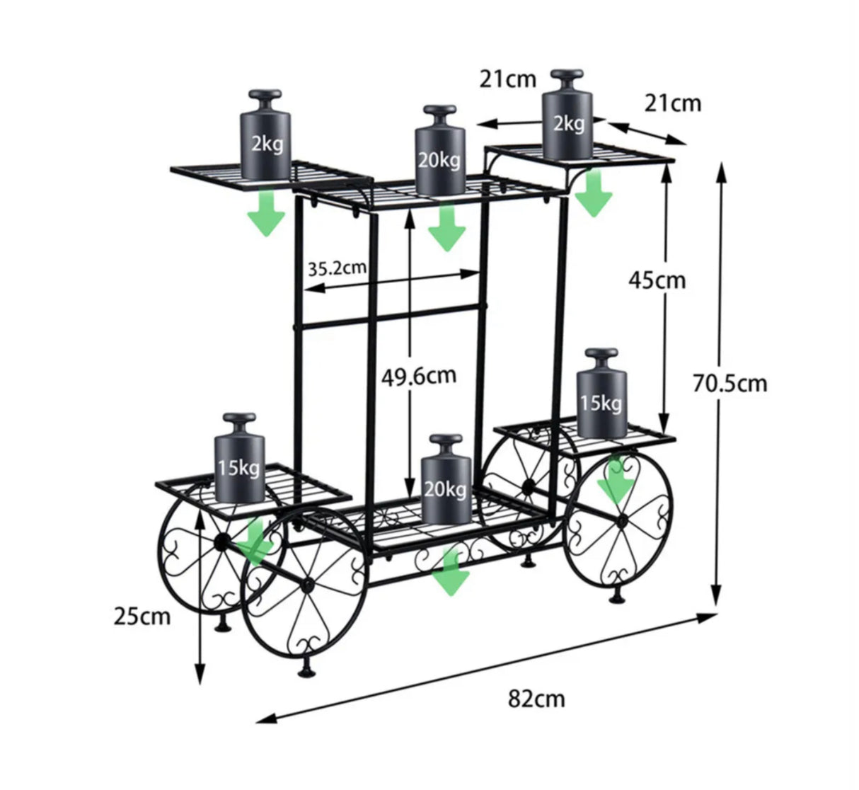 Garden Cart Stand & Flower Pot Plant Holder Display Rack 6 Tiers Parisian Style