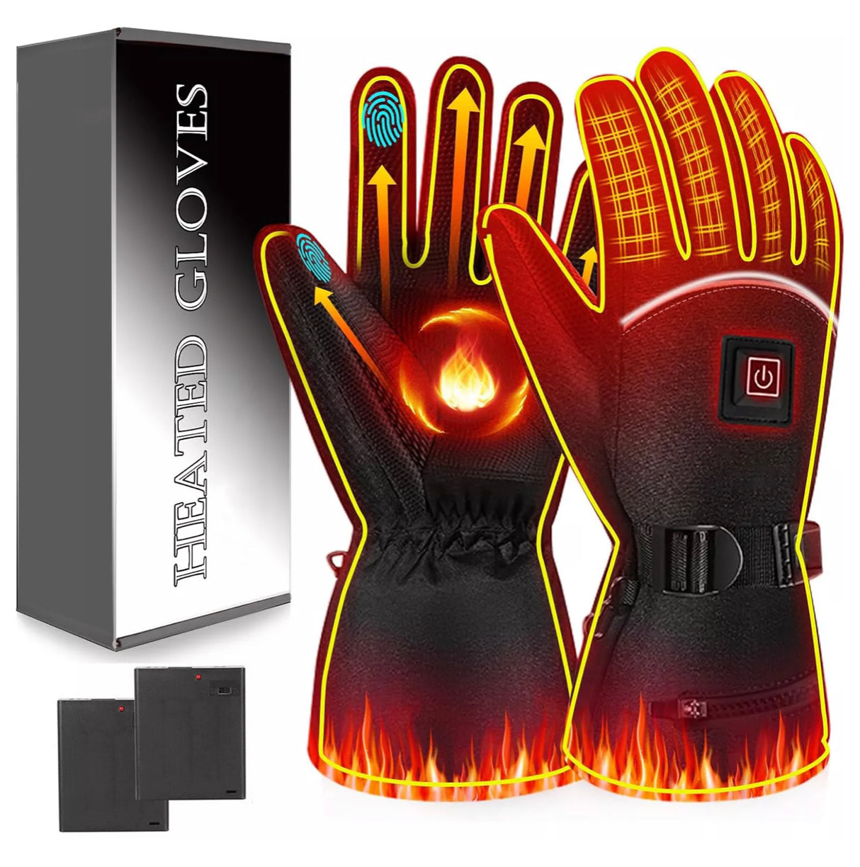 Men Electric Heated Gloves Touch Screen Motorcycle Gloves Hand Warmers Gloves