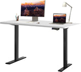 Electric Standing Desk - Motorized Height Adjustable Sit Stand Table with Touch Control Panel and Cable Management - Ideal for Home Office and Workstation Ergonomics(Black Frame+120cm White Top) 120CM