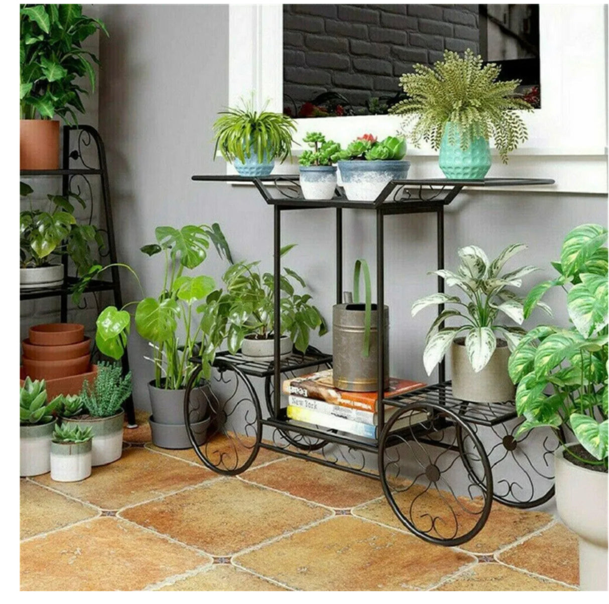 Garden Cart Stand & Flower Pot Plant Holder Display Rack 6 Tiers Parisian Style