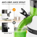 Juicer Machine for Whole Fruits and Vegetables, Cold Press Slow Juicer with Wide Mouth 80mm Feeding Chute, Reverse Function Quiet Motor Fresh Healthy Juice Extractor, EL18, Grey