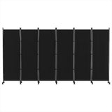 Room Divider Screen 6 Panel Partition Privacy Fold Fabric Wheels Large Black