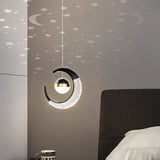 Moon Pendant Lamp, Ceiling Lamp, Creative Styling, for Bedroom Living Room Restaurant Bar Kitchen (Gold, Cool White)