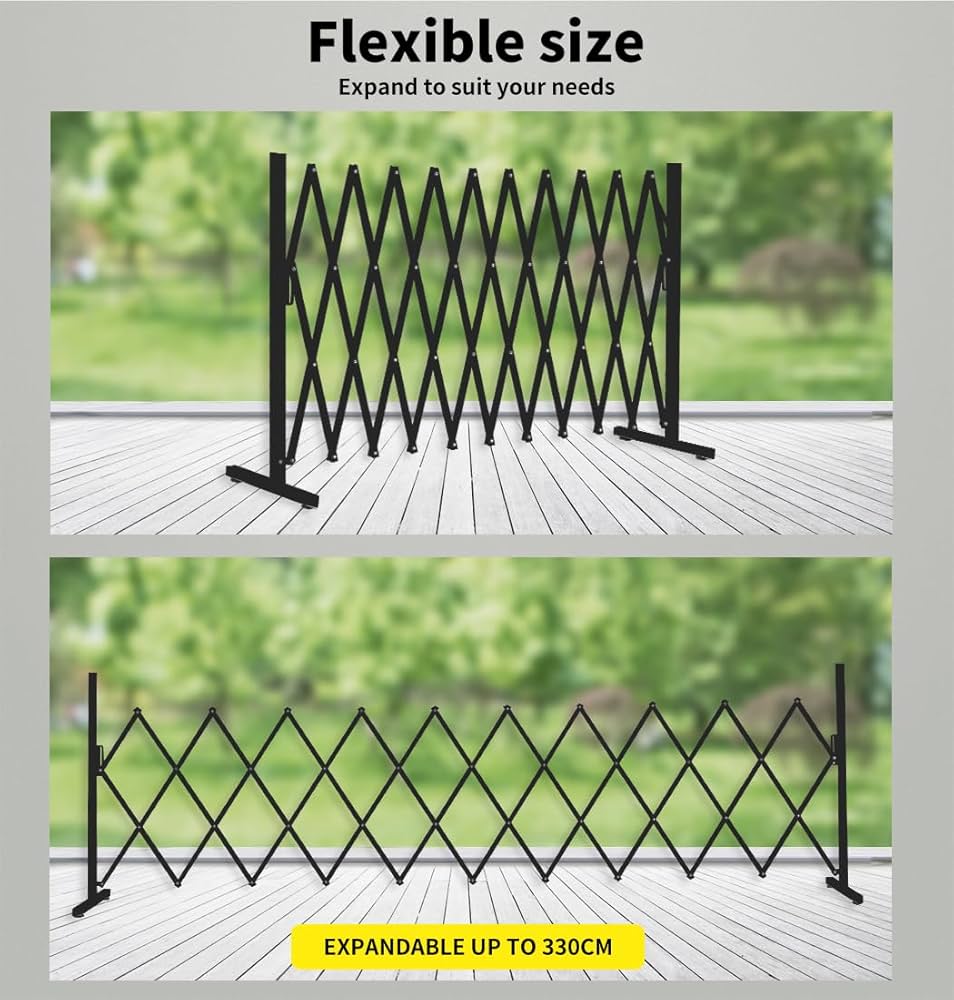 Expandable Fence Gate Garden Security Gates Metal Retractable Indoor Outdoor Safety Barrier Traffic White