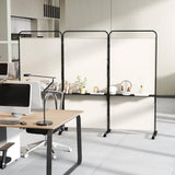 3-Panel Folding Room Divider, 188cm Rolling Privacy Screen w/ 3 Metal Shelves, Lockable Wheels, Portable Wall Divider Separator, Freestanding Privacy Protection for Living Room