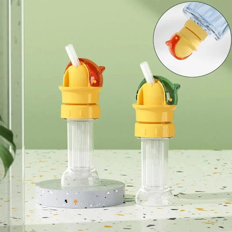 Reusable children beverage water bottle straw lid