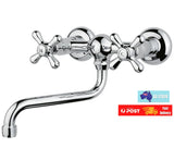 Wall Mounted Tap Brass Chrome Bathroom Faucet Sink Kitchen Mixer Swivel Spout