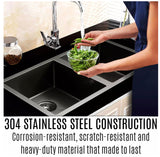 Kitchen Sink Nano Stainless Steel 770 x 450mm Double Basin Laundry Black