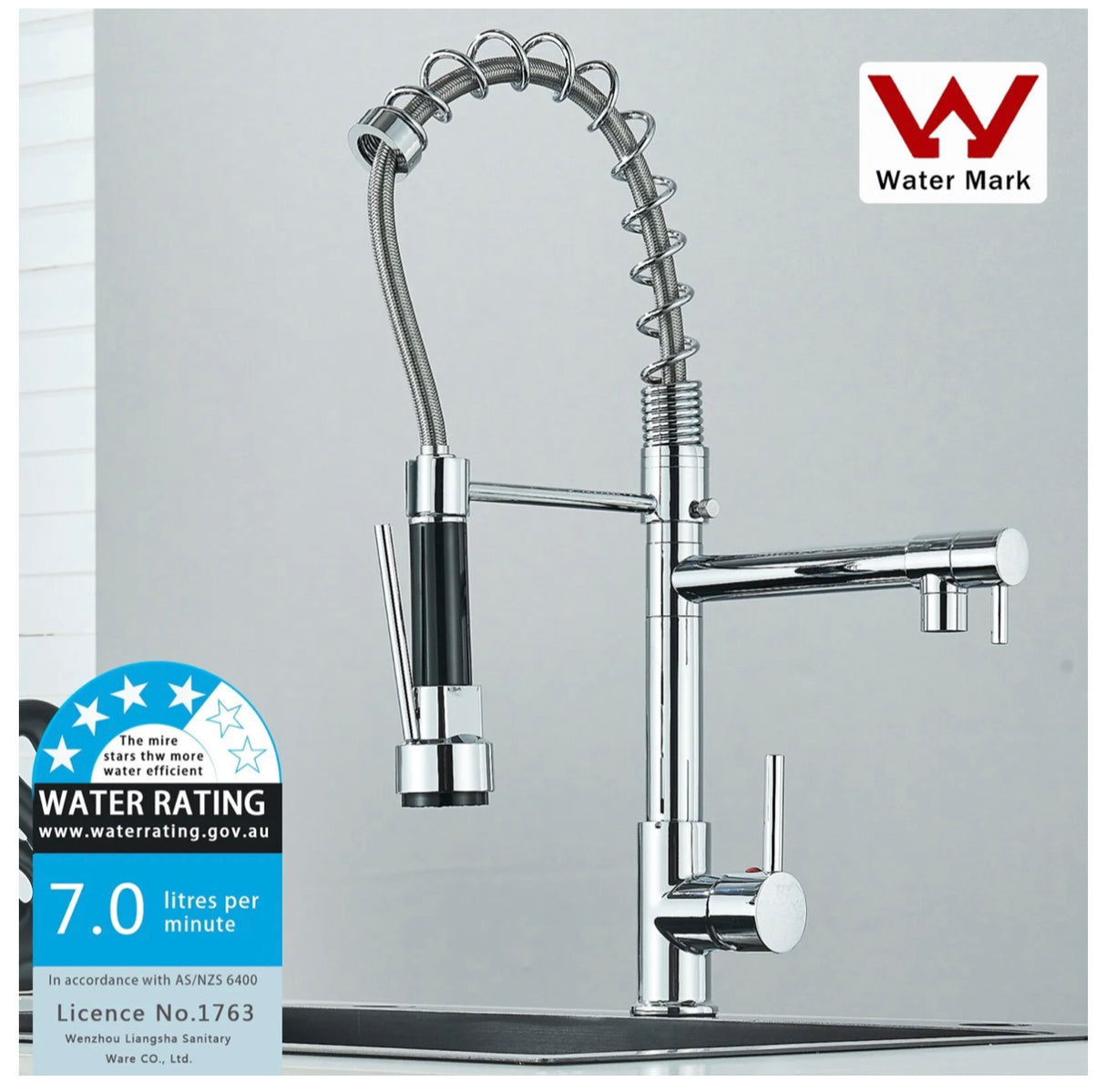 Chrome Kitchen Tap Pull Out Mixer Taps Sink Basin Faucet Vanity 360° Swivel