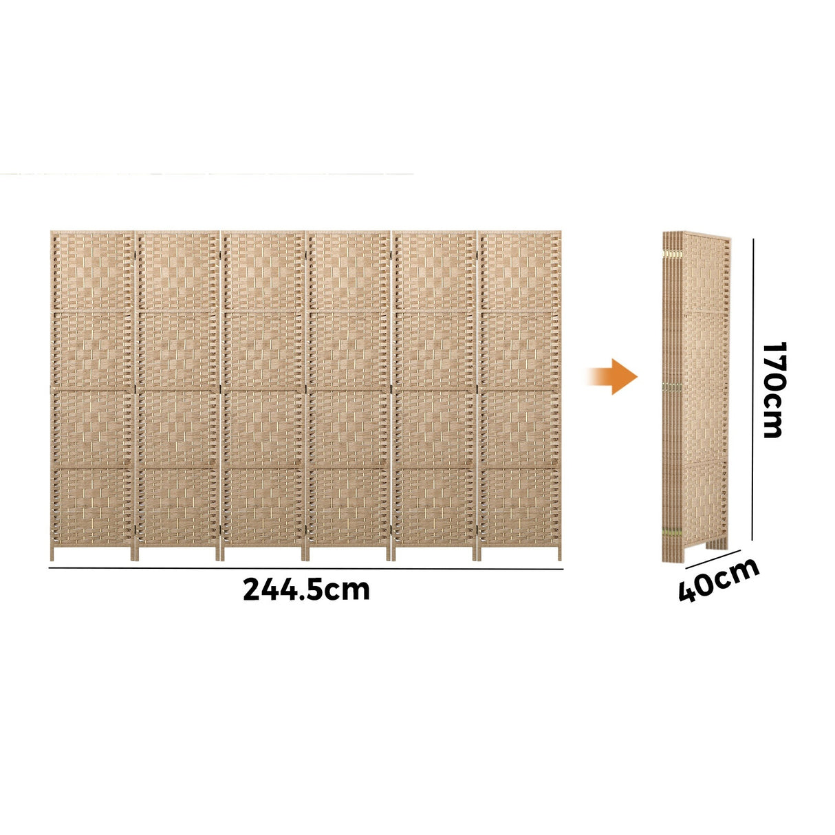 4/6/8 Panel Room Divider Privacy Screen Dividers Woven Wood Fold Stand