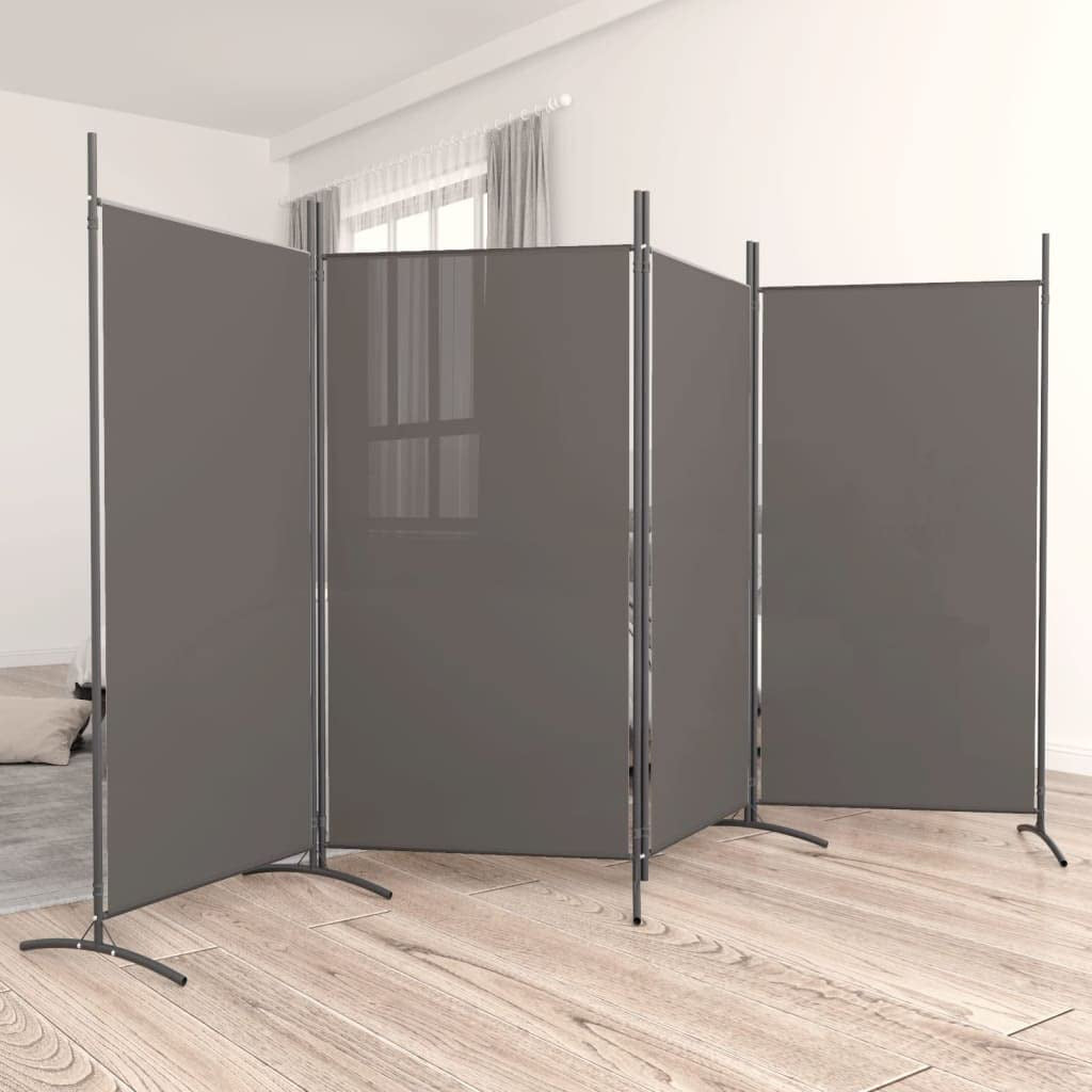 4-Panel Room Divider Living Room Bedroom Partition Privacy Protection Screen Room Separator Folding Dressing Wall Anthracite Fabric