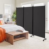 3-Panel Folding Room Divider, 180 CM Rolling Privacy Screen with Lockable Wheels, Portable Wall Divider and Separator, Freestanding Privacy Protection for Living Room, Bedroom, Office