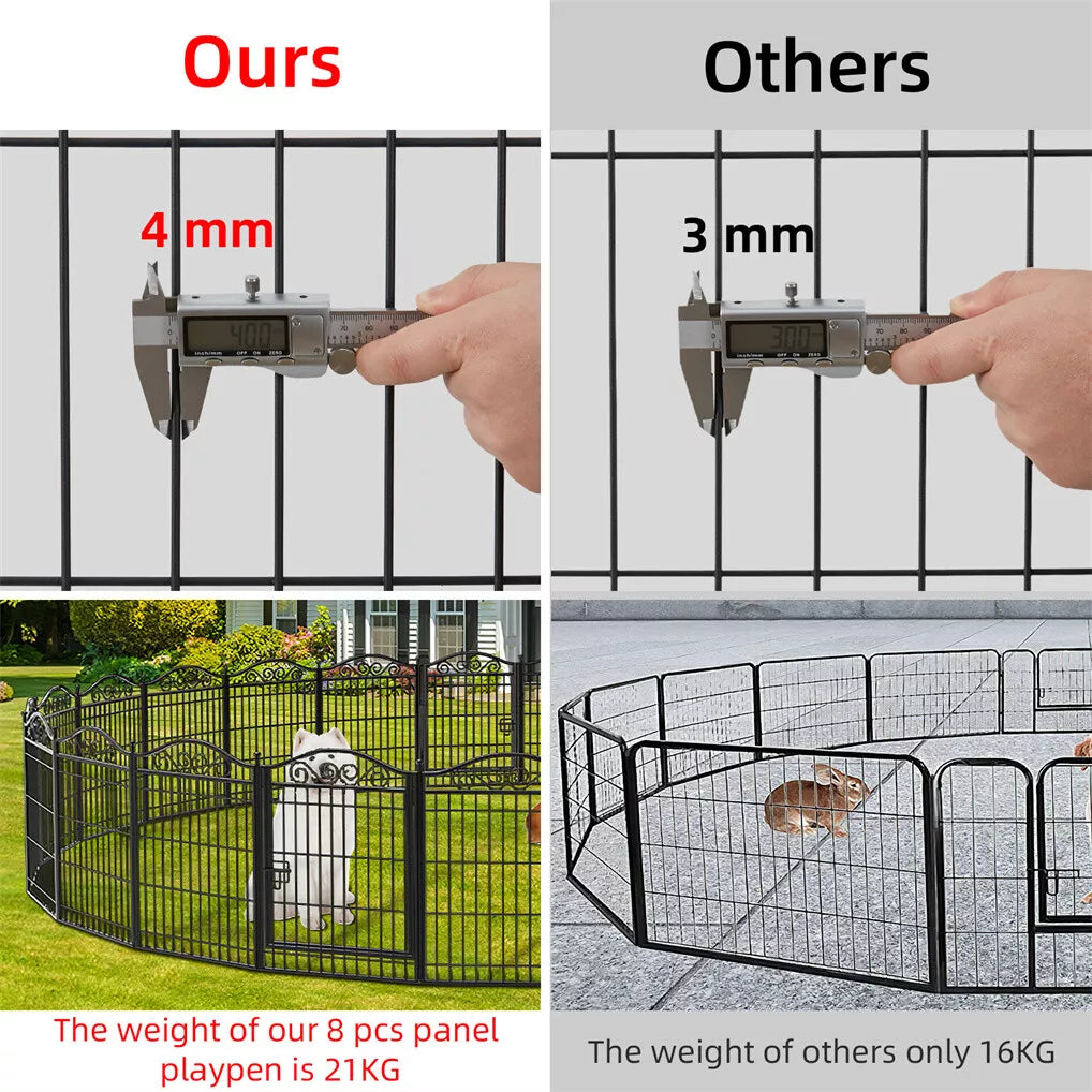 16/8 Panel Pet Playpen Heavy-duty Dog Cage w/ Lockable Door Exercise Fence Large