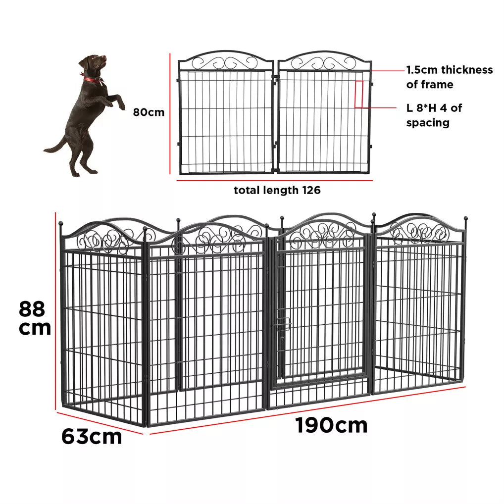 16/8 Panel Pet Playpen Heavy-duty Dog Cage w/ Lockable Door Exercise Fence Large