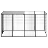 Outdoor Dog Kennel With Roof Steel Garden Yard Puppy Pet Cage Run Play Pen Black